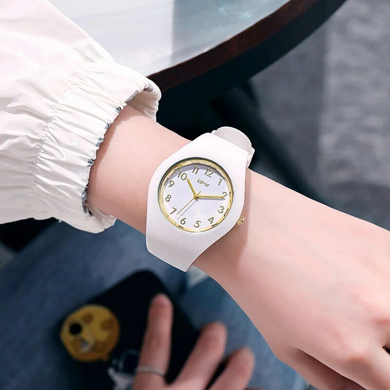 TPW 여성용 시계, 풀 사이즈 40mm 고무 스트랩 피부 친화적