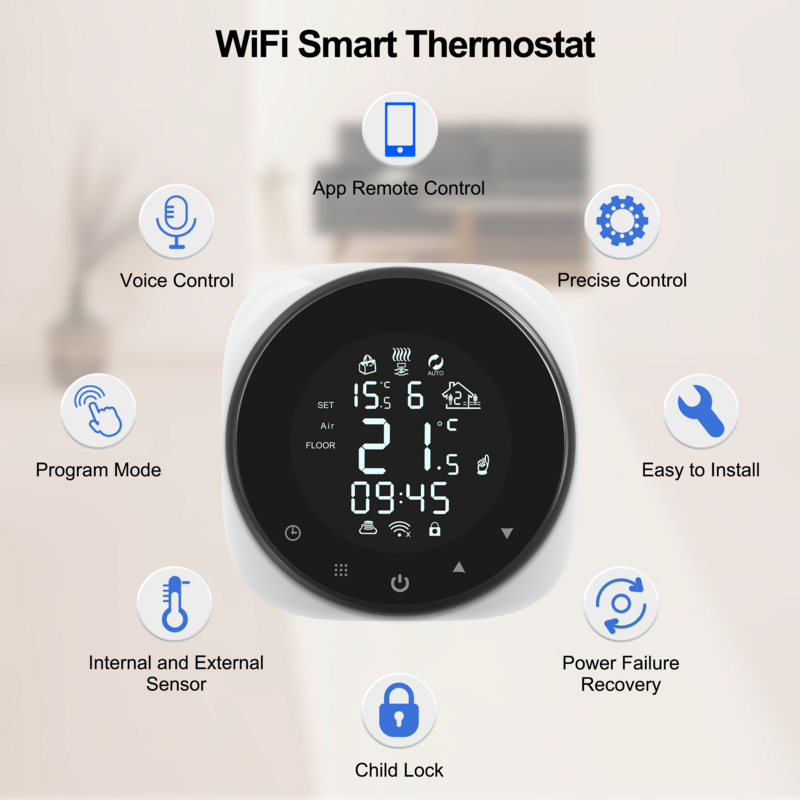 Tuya-termostato inteligente com wifi para controle de temperatura, funciona com alexa e google home, aquecimento elétrico e controle de piso térmico e de aquecedor a gás