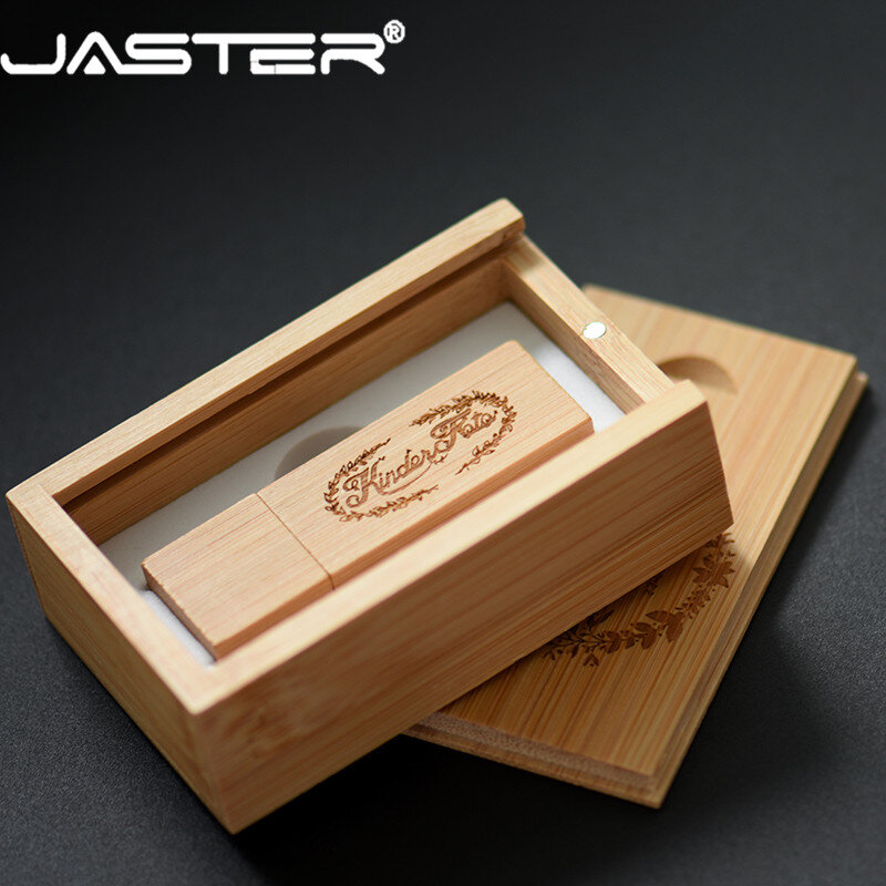 Флэш-накопитель JASTER деревянный с логотипом клиента и коробкой, USB 2,0, 4 ГБ, 16 ГБ, 32 ГБ, 64 ГБ