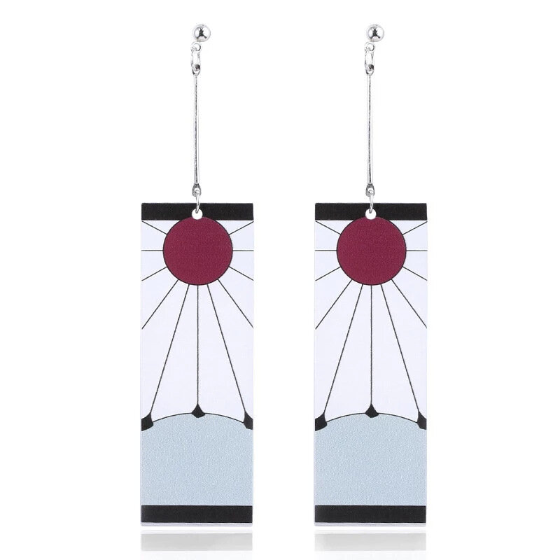 Модные Акриловые серьги Tanjiro Аниме Косплей Реквизит Hanafuda Висячие длинные серьги для женщин и девочек ювелирные изделия