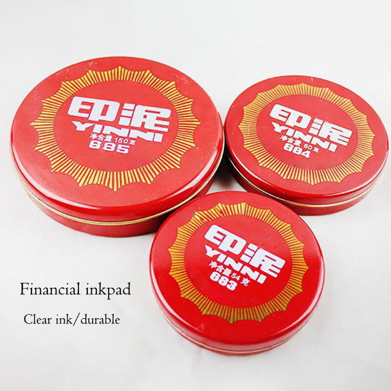 1Pc Red Round Inkpad Portable Office Accounting Tin Box Ink Pad, DIY Scrapbooking Calligraphy Inkpad Stamp Sealing Decoration