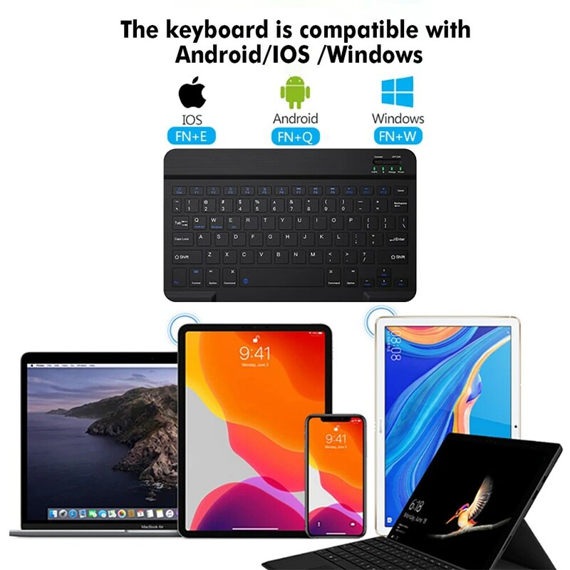 Keyboard Nirkabel Tablet untuk iPad Pro 2021 11 12.9 10.5 Keyboard Bluetooth Teclado untuk iPad 8th 6th Air 4 3 2 untuk MacBook