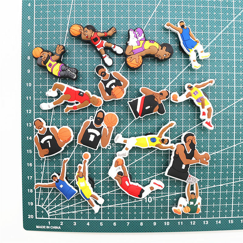 Hot Sale 1pcs Sports Basketball Allstar Shoe Charms PVC for James BROOKLYN Slippers Accessories Clogs Decorations Kid's Gifts