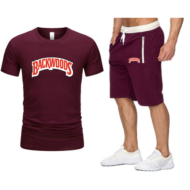 ยี่ห้อ Backwoods ผู้ชาย T เสื้อชายหาดกางเกงขาสั้นชุดกีฬาฤดูร้อน2021กางเกงจ๊อกกิ้งเสื้อยืด Streetwear Harajuku Tops Tshirt สไตล์