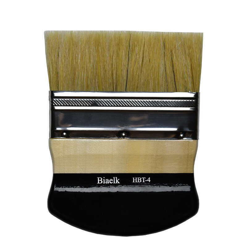 1PC HBT-4 High Quality Hog Bristle Hair Wooden Handle Watercolor Acrylic Oil Flat Brush