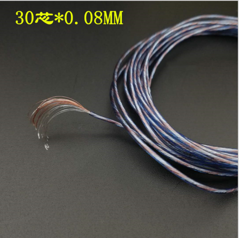 Fone de ouvido torcido 7n de fio único de cobre de cristal misturado de cobre linha de atualização od: 1.0mm 30 core * 0.08mm