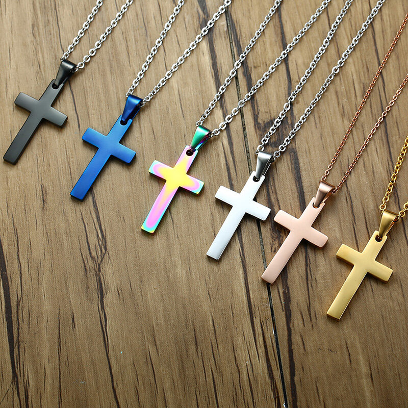 VNOX Klassische Herren Kreuz Anhänger Halskette 24 "Edelstahl Link Kette Halskette Christus Glauben Gebet Schmuck