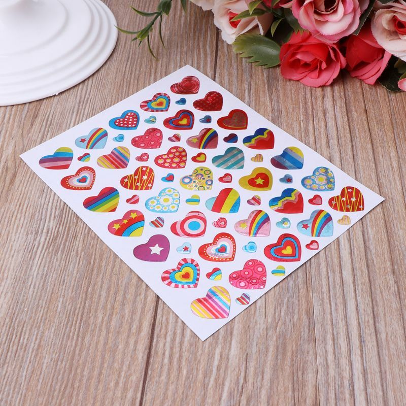 Pegatinas decorativas con forma de corazón para niños, sobres, tarjetas, manualidades, álbum de recortes, premios de clase, premios, 10 hojas