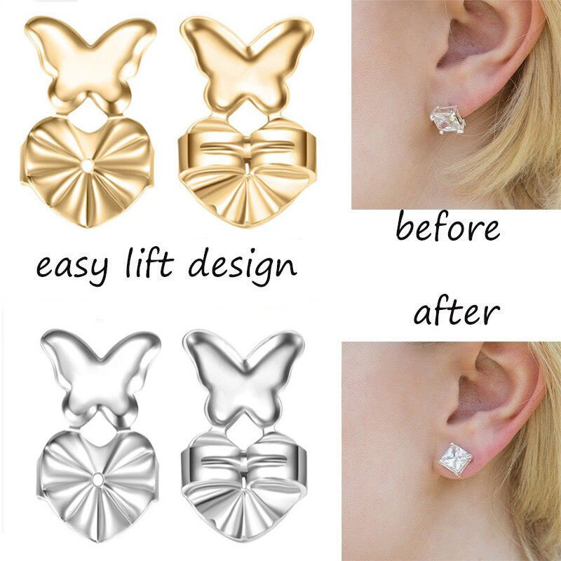 1 paio di orecchini posteriori supporto creativo orecchino a farfalla ascensori si adatta a tutti gli orecchini Post Set orecchini assistente accessori per gioielli