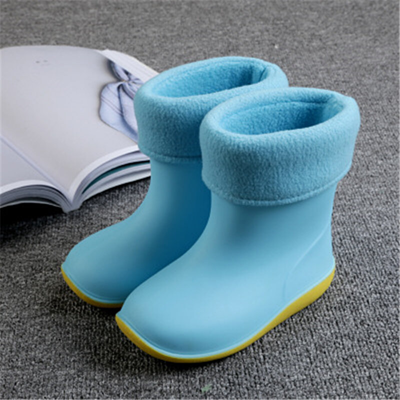 Botas de lluvia para niños y niñas, zapatos de agua impermeables, botas de goma antideslizantes, cálidas, Botas de lluvia extraíbles para las cuatro estaciones