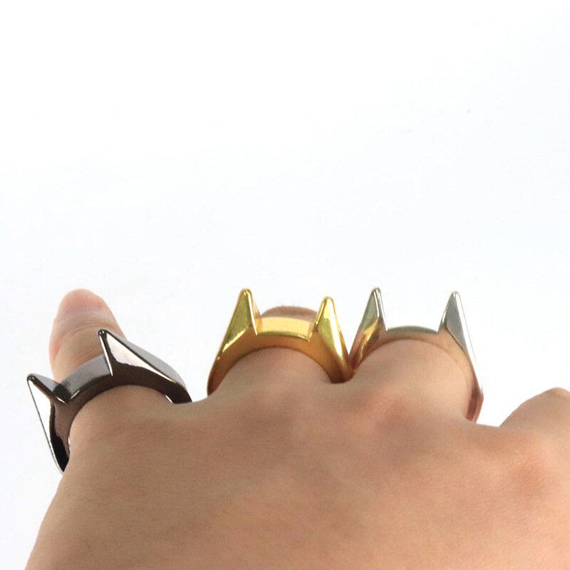 Samoobrona pierścień osobista obrona mężczyźni kobiety ochrona przetrwania Ring Finger bezpieczne narzędzie ze stali nierdzewnej