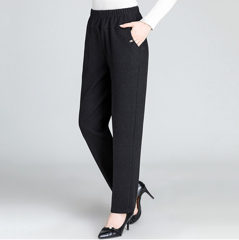 XL-5XL pantaloni Casual Oversize donna 2023 pantaloni lunghi larghi vita alta donna nuovi pantaloni autunnali donna inverno tenere in caldo pantaloni