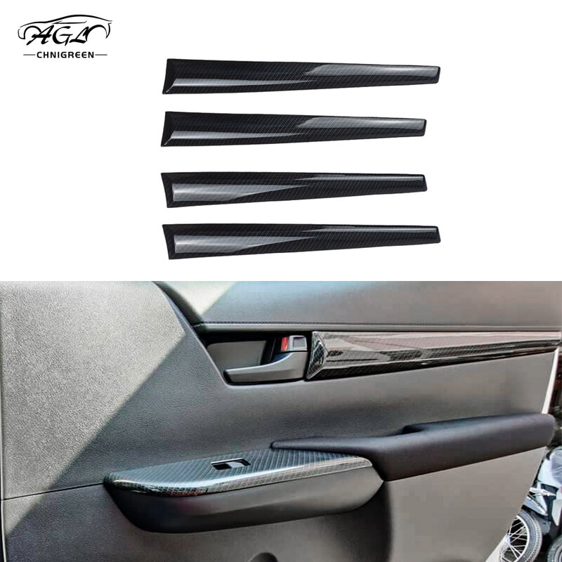 Para Toyota Hilux Revo 2015-2021 4 Uds de fibra de carbono de grano puerta interior línea embellecedor decorativo cubierta