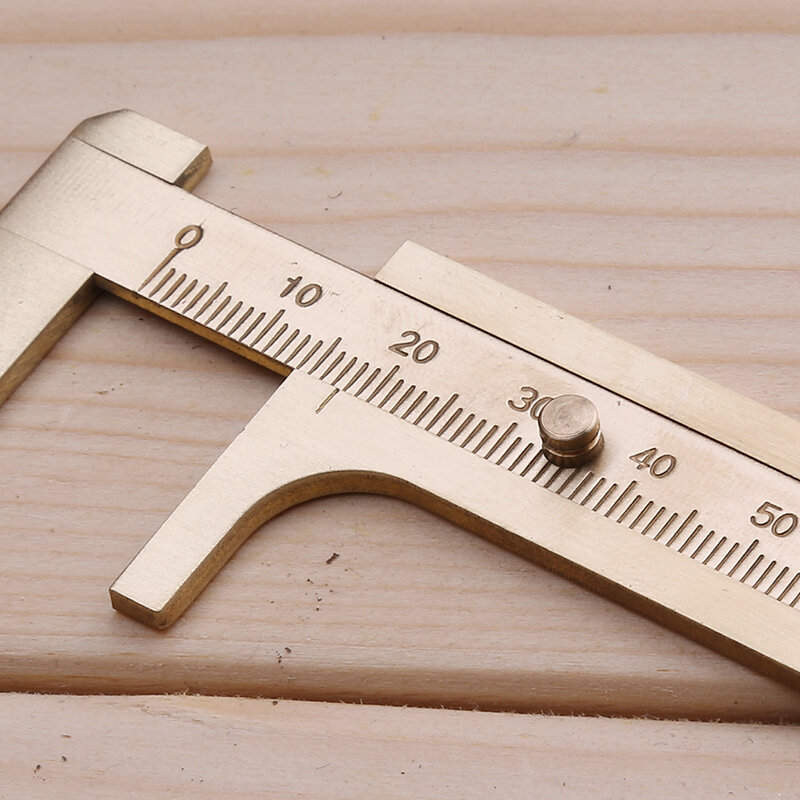 Calibrador de latón a escala única, regla de medición de cobre Retro, de bolsillo