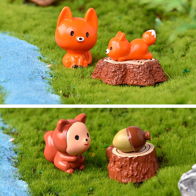 Kawaii รูปช้างวัวหมูกบเป็ด Hedgehog Turtle Dog Cat Decor Mini Fairy Garden รูปปั้นสัตว์ Miniature เรซิ่นหัตถกรรม