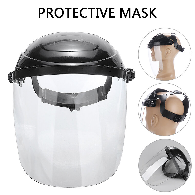 1pc Anti Shocking Face Shield Clear For Welding Cycling 요리 안전 헬멧 풀 페이스 바이저 조절 가능 헤드 밴드