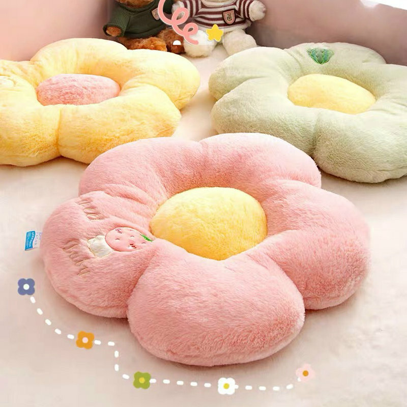 Soft Fluffy plush SunFlower Shape Pillow 50~90cm Stuffed Flower Baby Floor Mat School Playmat Kid Girl Office Chair Seat Cushion