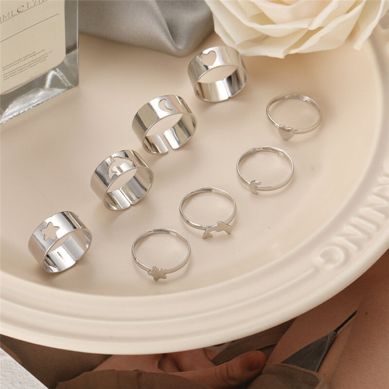 17km na moda ouro cor borboleta anéis para mulheres homens amante casal anéis conjunto amizade noivado casamento anel aberto 2022 jóias