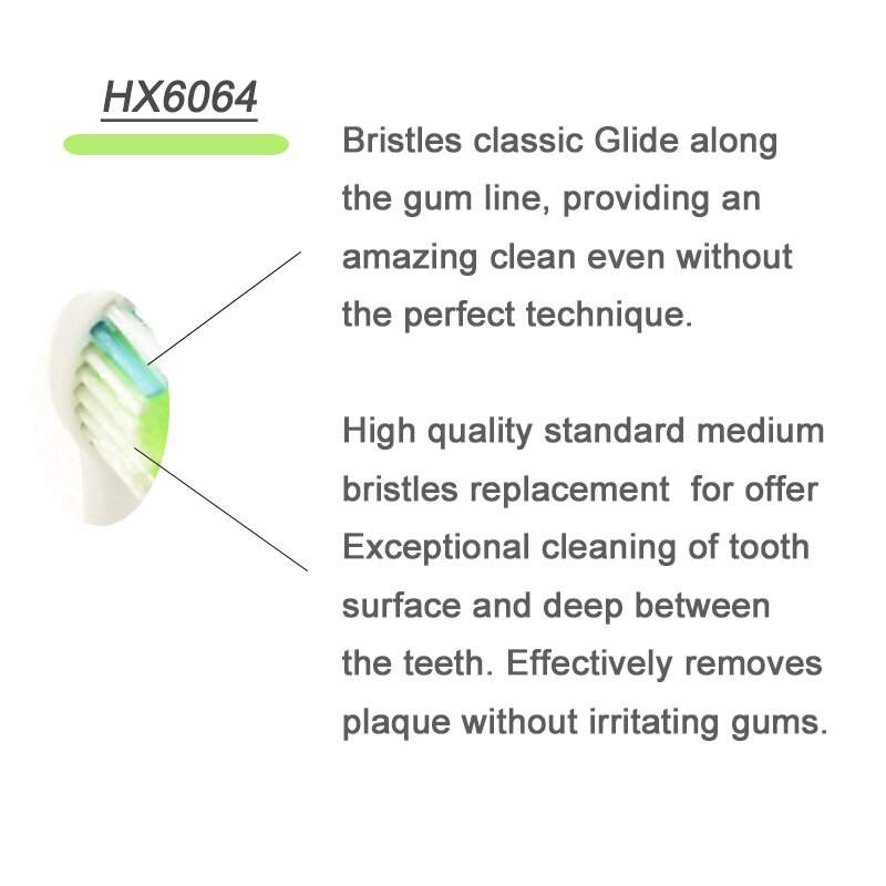 رؤوس استبدال لفرشاة الأسنان الكهربائية ، لـ PH Soni care Flex Care ، Diamond Clean ، HX6014 ، HX6064 ، HX6054 ، HX6024 ، HX6044
