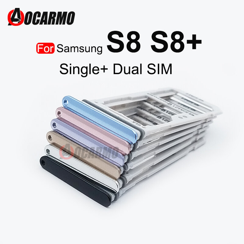 Aocarmo-titular do cartão sim para samsung galaxy s8 sm-g9500 g950f s8 plus sm-g955 s8 +, metal simples/duplo, plástico, nano