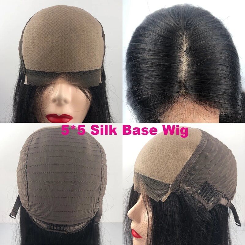 Korte Human Hair Bob Pruik Skin Base 5*5 Zijden Top Sluiting Pruik Gratis Deel Malaysian Remy Hair Lace Front Pruik Vrij Deel Natuurlijke Balck