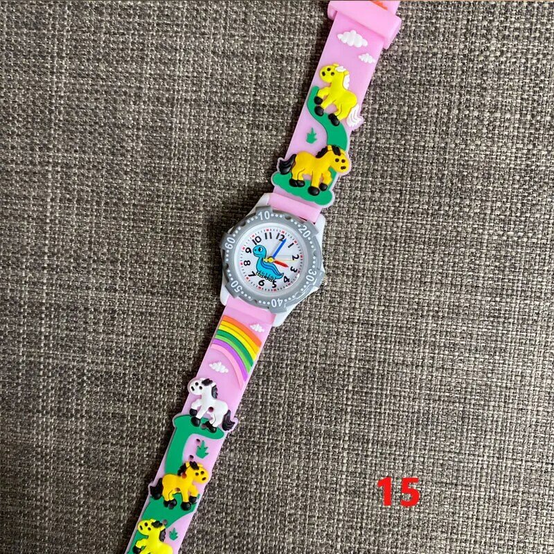 Relógios de pulso infantis luminosos 3d, relógio de pulso com estampa de dinossauro e quartzo, para presente de aniversário para meninos e meninas