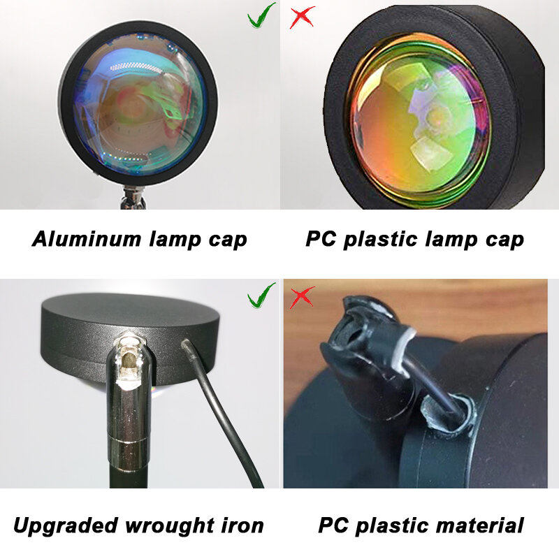 Lámpara de atardecer Rgb con aplicación remota, lámpara de proyección de atardecer con lente de aluminio, Bluetooth, atmósfera de arco iris, bombillas Led de 5W, luces nocturnas, 16 colores