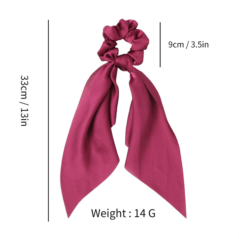 Fashion Print Scrunchies Solid Color Stain Long Hair Ribbon for Women Ponytail Scarf Sweet Elastic Hair Band Hair Accessories