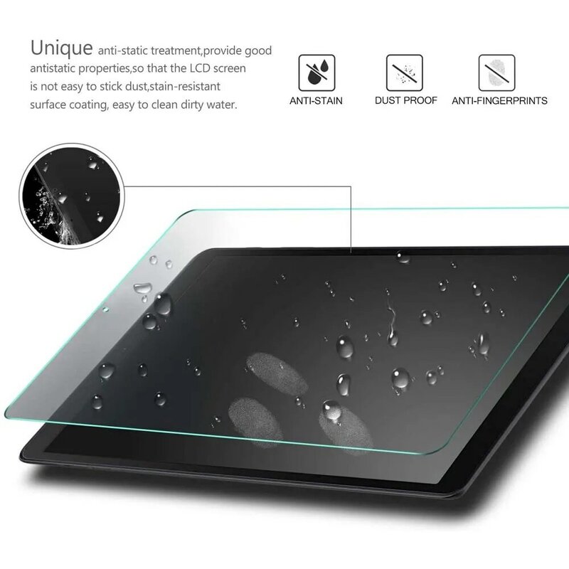 Para estar grand hd 4g 10.1 "tablet, protetor de tela de vidro temperado, resistente a arranhões, anti-impressão digital, película transparente