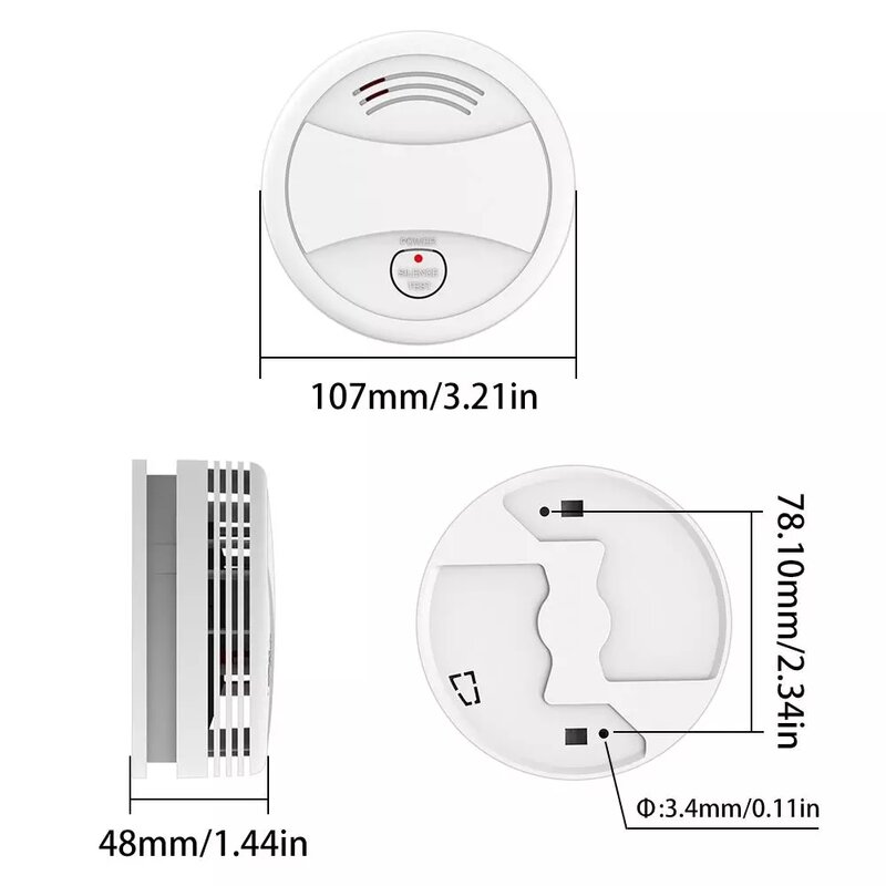 Tuya-Inteligente WiFi Smoke Detector Sensor, Home Security Alarm, Proteção Contra Incêndio, EN14604 Certified, 80DB