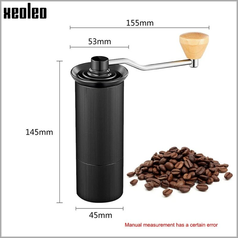 Xeoleo penggiling Kopi ชงกาแฟอลูมิเนียมแบบแมนนวลมิลเลอร์สีดำ/น้ำตาล/เงิน/ทอง15กรัมเครื่องมิลลิ่งกาแฟแบบพกพาขนาดเล็ก