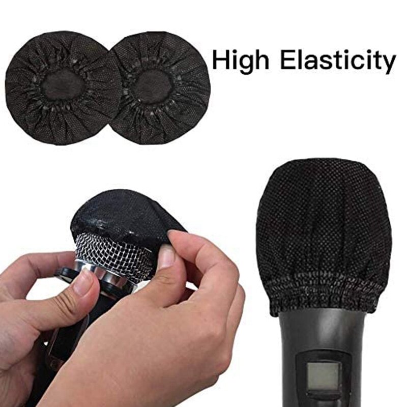 Fundas desechables para micrófono, cubiertas para micrófono de parabrisas, tapa protectora para micrófono de mano para Karaoke, 100 Uds.