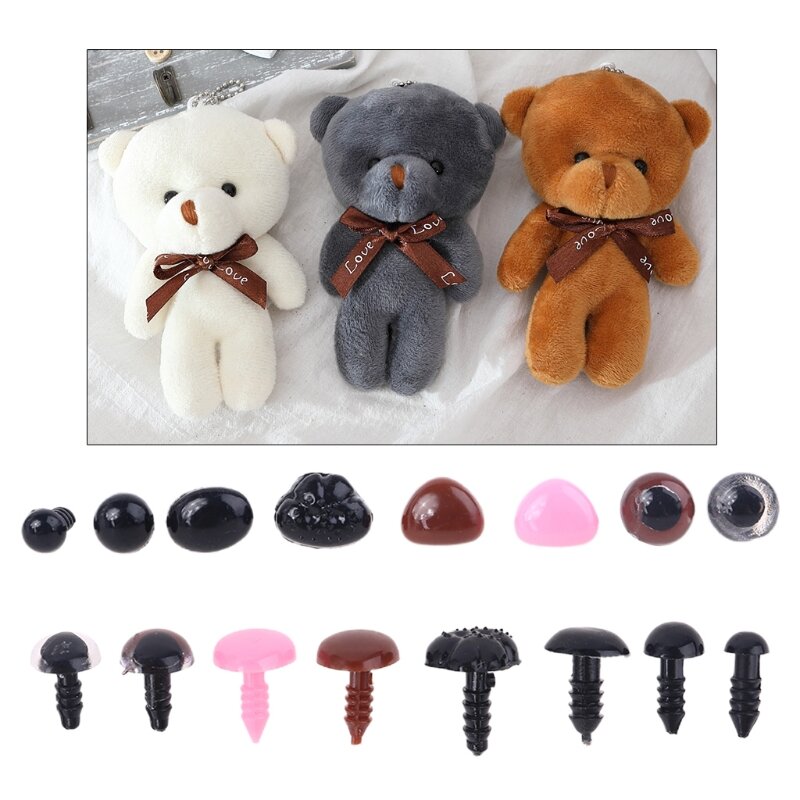 Conjunto de Ojos de seguridad redondos con forma triangular, conjunto de 48 unids/set de Ojos de seguridad con arandelas para muñecas títeres de oso, accesorios para juguetes