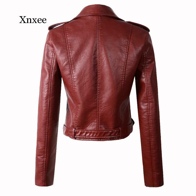 Women Wine Red Faux Leather Jackets Lady Pu Leather Jacket Bomber Motorcycle Biker Pink Black Outerwear With Belt punk hip pop