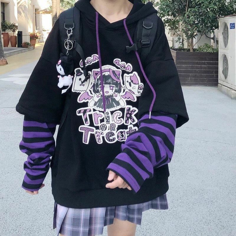 Japanse Moletom Anime Hoodies Cartoon E Meisje Y2K Gothic Harajuku Esthetische Zip Up Hoodie Trui Vrouwen Sweatshirts Emo Kleding