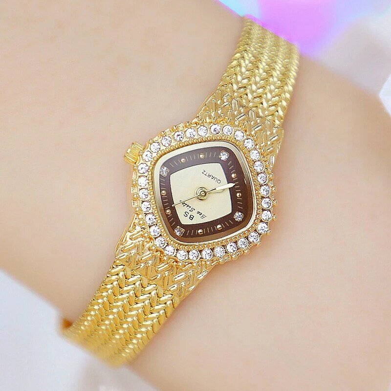 女性のための高級ステンレス鋼の時計,有名な高級ブランド,クリスタルダイヤモンド,小さな女性のための腕時計,2022