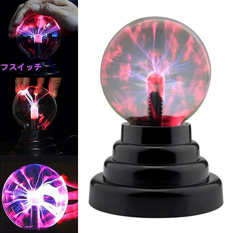 3" Touch Activated Plasma Ball Static Magic Globe Light Ball Sphere Glowing Lamp