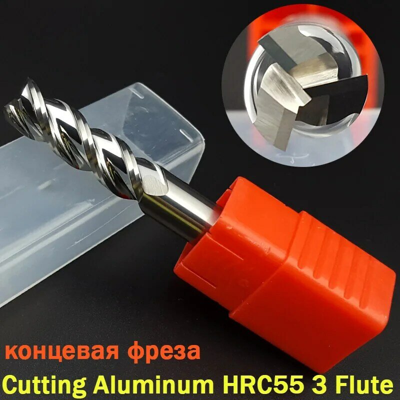 Fresa de aleación de acero de tungsteno para aluminio y cobre, 1 piezas de corte HRC55, 3 flautas, 4mm, 5mm, 6mm, 8mm, 12mm, Cnc