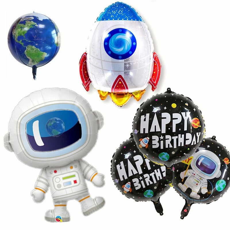 1Set Baby Boy Toy Happy Birthday Party Decoration Outer Space Astronaut Foil Balloon ET Planet explore partner kids favors