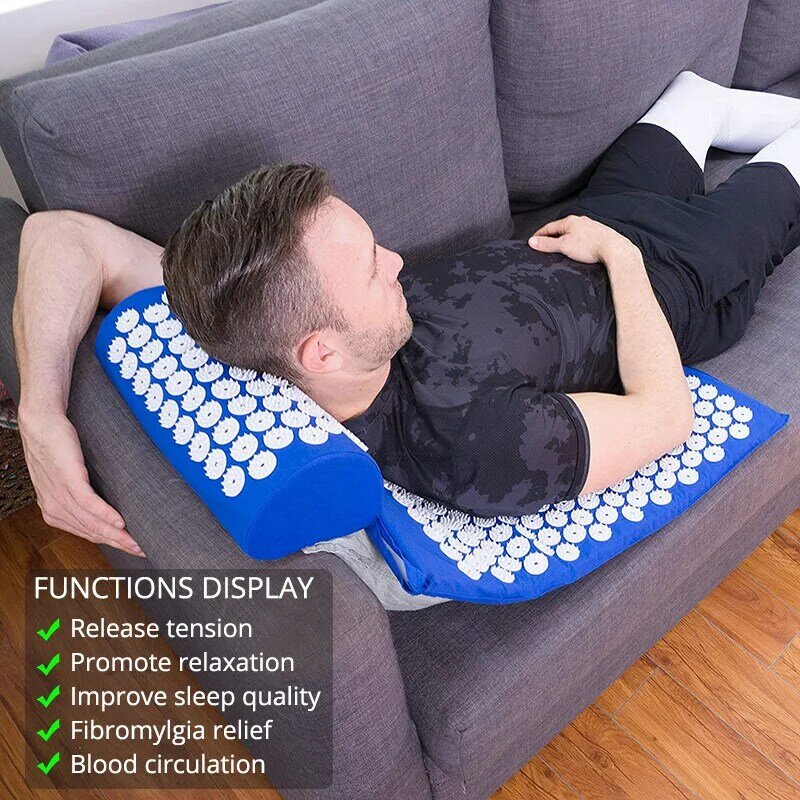 Sensi – tapis de Massage acupression, ensemble d'oreillers, applicateur pour le cou, le pied, le Yoga, avec coussin de dos à aiguille