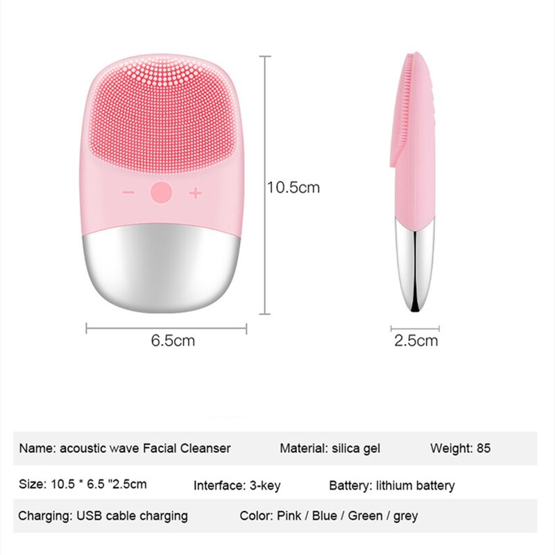 Mini Sonic Facial Cleansing Brush Electric Massage Brush Deep Pore Cleaning Waterproof Silicone Face Cleanser Tools Skin Care