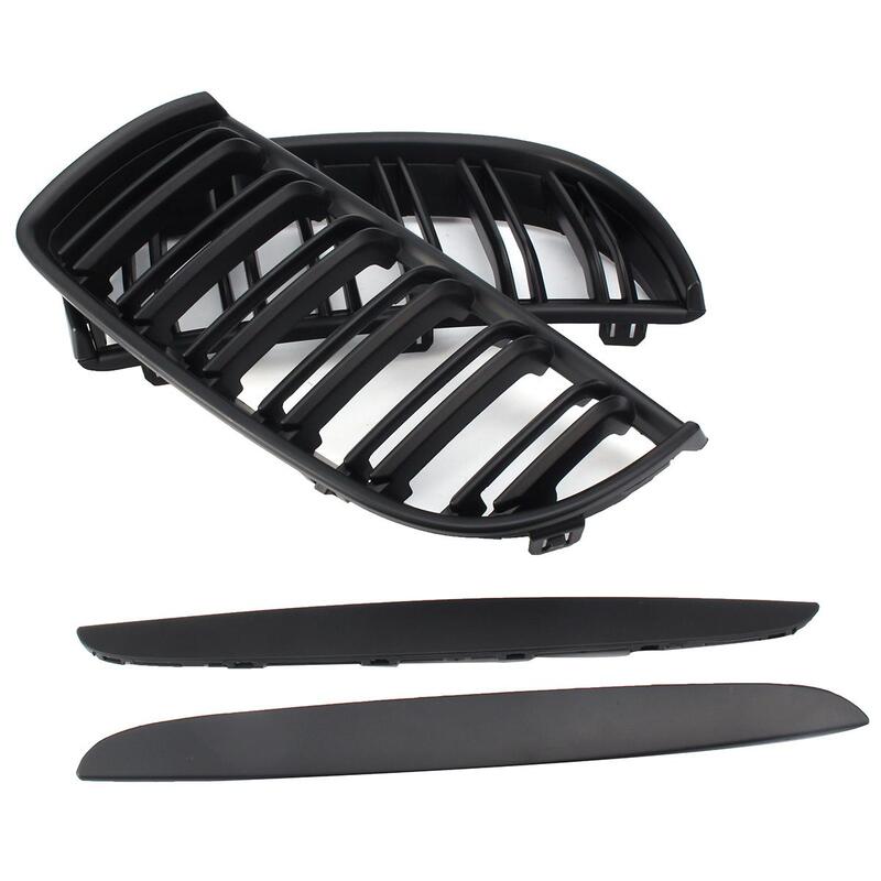 Par frente dupla slat esporte rim grille grill para bmw e90 e91 4 portas 2005-2008 para f22 f23 f24 2012-2018 corrida grills