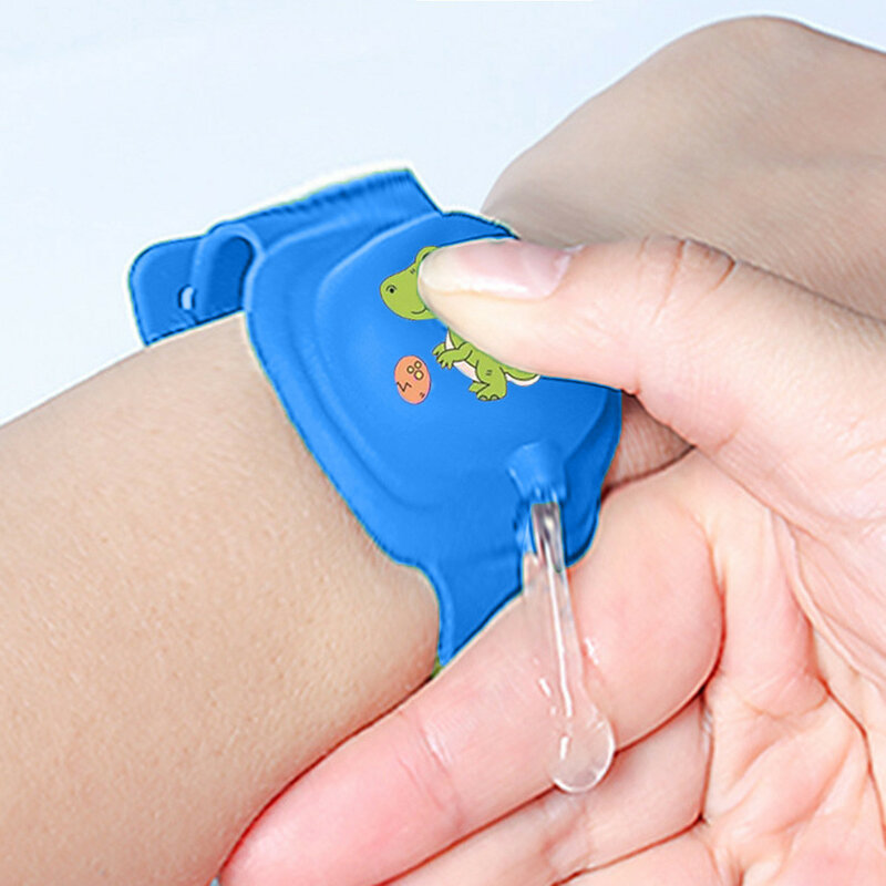 1PC Erwachsenen Kind Flüssigkeit Armband Hand Dispenser Handwäsche Gel Mit Ganze Desinfektion Dinosaurier Druck Sanitizer Armband Mascarillas