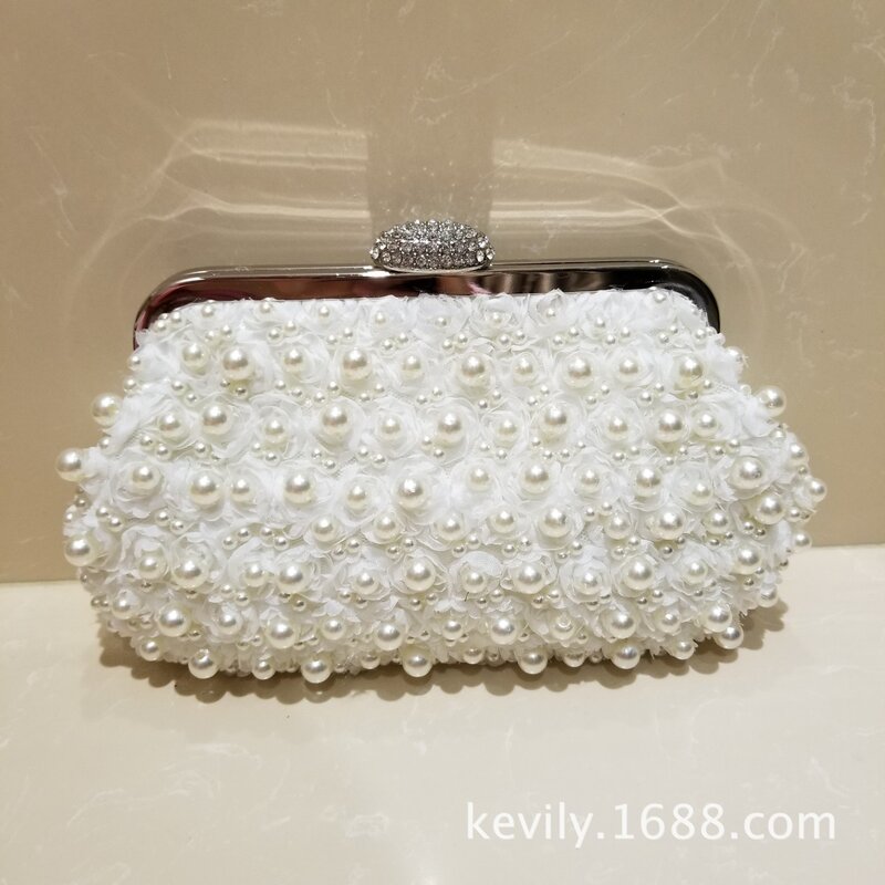 Bling Bling Pearl Bridal Hand Bags White Black Evening Party Accessories 20 cm Fashion Wedding Bag For Women