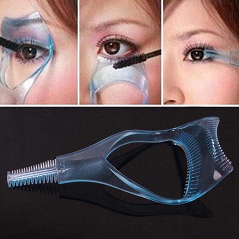 3 In 1 Eyelash Curling Applicator Comb Makeup Mascara Shield Guide Guard Curler Lashes Cosmetics Curve Comb Eyelash Makeup Tool