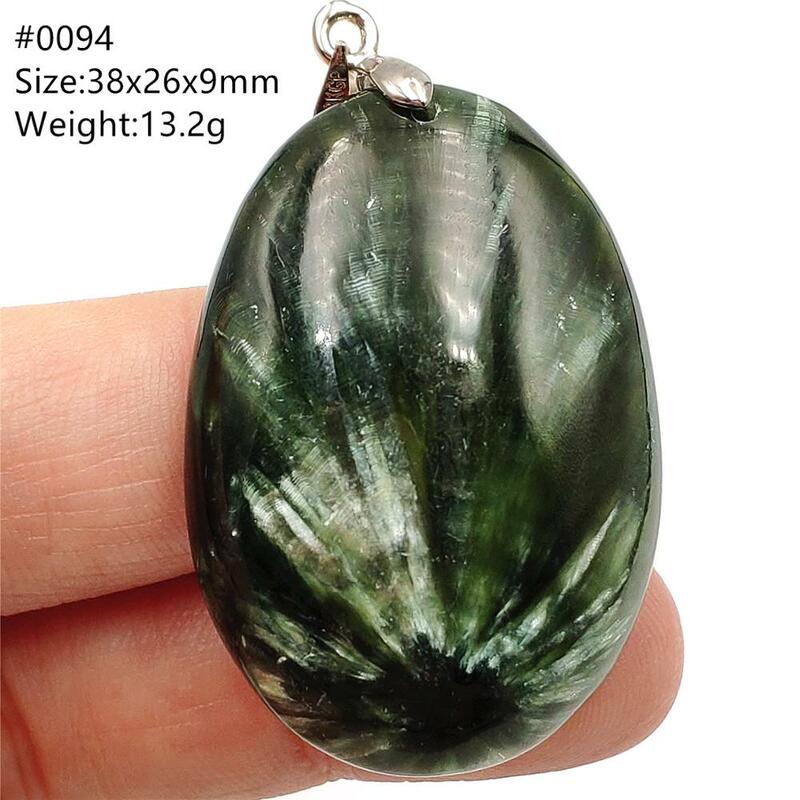 Natural Green Seraphinite Pendant Women Men Green Seraphinite Heart Necklace Crystal Clinochlore Water Drop Beads AAAAA