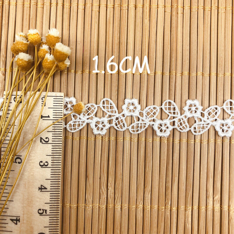 1Yards Best Selling Embroidery Lace Fabric Flower Lace Fabric Cotton Lace Trim 1.6cm Ribbon Guipure Crafts Sewing Applique LQ36