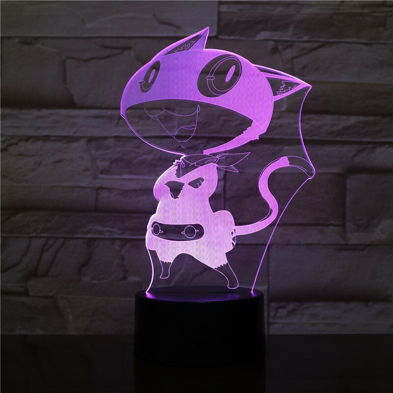 Luz Nocturna Led con dibujos animados en 3D para niños, lámpara de noche con Usb, RGB, acrílico, para regalo de cumpleaños, 2446