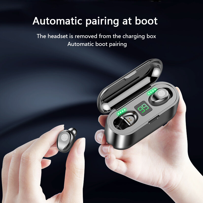TWS Ture Wireless Bluetooth Earphone 5.0 With 2000mAh Power Bank Charging Case Stereo Bass Earbuds HD CALL Handsfree Earphones