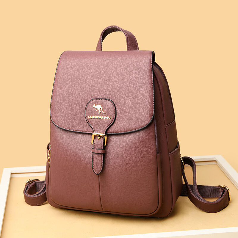 New High Quality Vintage PU Leather BackPack For Women 2021 Hot Fashion Luxury Designer Brand Backpack